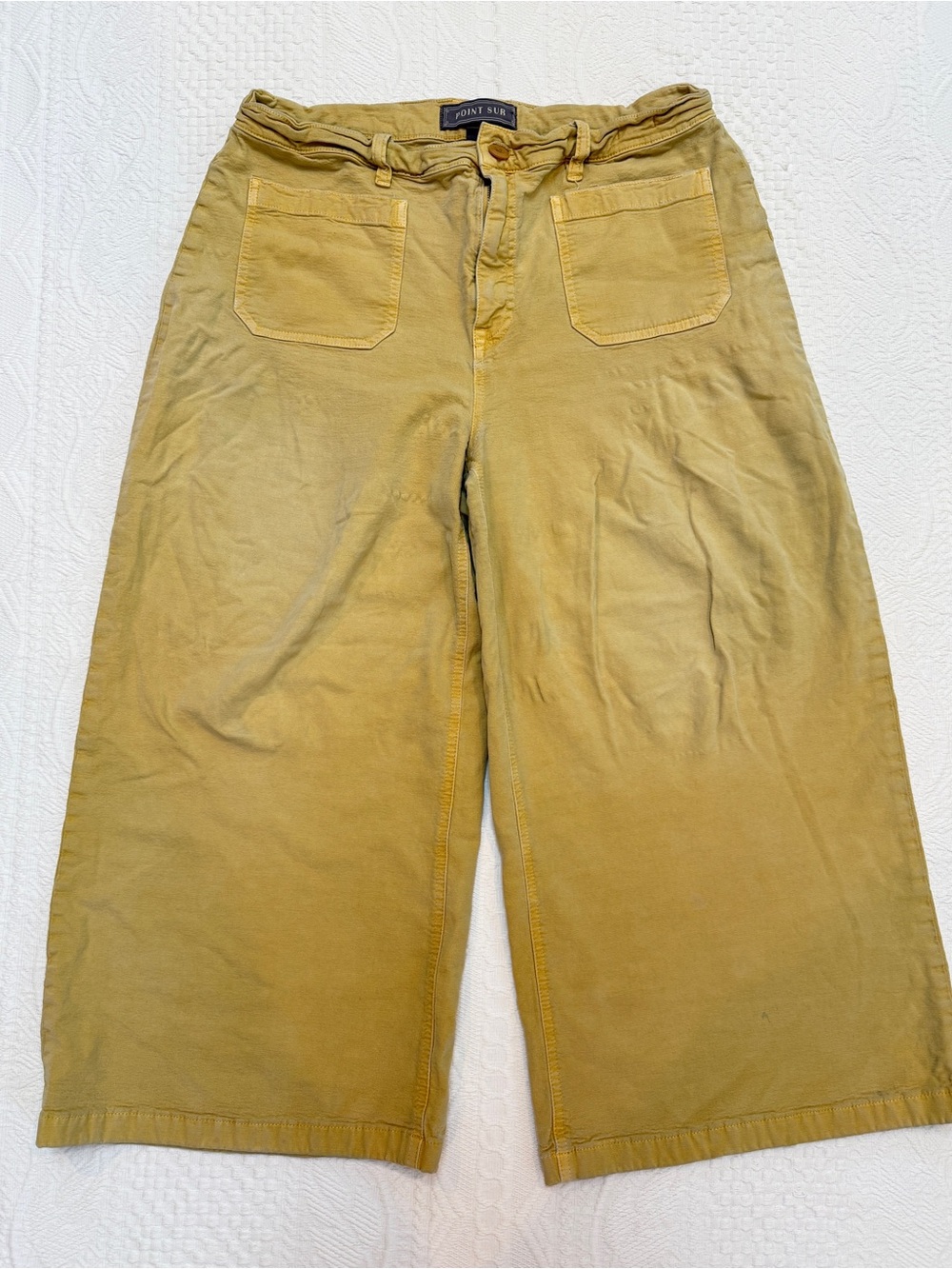 J.Crew Point Sur Wide Leg Crop Pants Womens 32 High Rise Yellow Boho Artsy Retro